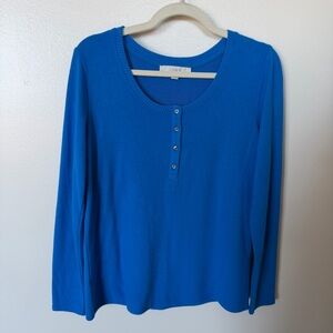 LOFT Royal Blue Henley Long Sleeve